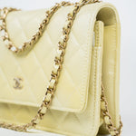 CHANEL Crossbody Yellow 23S Iridescent Yellow Lambskin Quilted Wallet On Chain (WOC) Light Gold Hardware - Redeluxe