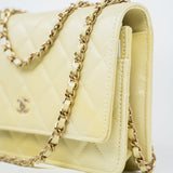 CHANEL Crossbody Yellow 23S Iridescent Yellow Lambskin Quilted Wallet On Chain (WOC) Light Gold Hardware - Redeluxe