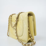 CHANEL Crossbody Yellow 23S Iridescent Yellow Lambskin Quilted Wallet On Chain (WOC) Light Gold Hardware - Redeluxe