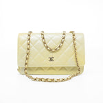 CHANEL Crossbody Yellow 23S Iridescent Yellow Lambskin Quilted Wallet On Chain (WOC) Light Gold Hardware - Redeluxe