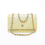 CHANEL Crossbody Yellow 23S Iridescent Yellow Lambskin Quilted Wallet On Chain (WOC) Light Gold Hardware - Redeluxe