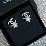 CHANEL Earrings 22P Crystal Pearly White Silver Earrings - Redeluxe