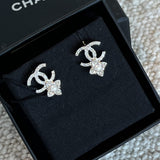 CHANEL Earrings 22P Crystal Pearly White Silver Earrings - Redeluxe