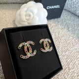 CHANEL Earrings Chanel 20K Gold and Multicolor CC Earrings - Redeluxe