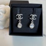 CHANEL Earrings Chanel 21K Silver Crystal Drop Earrings - Redeluxe