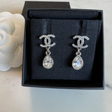 CHANEL Earrings Chanel 21K Silver Crystal Drop Earrings - Redeluxe