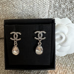 CHANEL Earrings Chanel 21K Silver Crystal Drop Earrings - Redeluxe