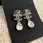 CHANEL Earrings Chanel 21K Silver Crystal Drop Earrings - Redeluxe
