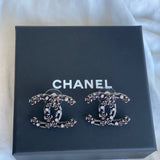 CHANEL Earrings Chanel 22C Earrings Metal Ruthenium Crystal - Redeluxe