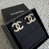 CHANEL Earrings Chanel CC Crystal and Gold Earrings - Redeluxe