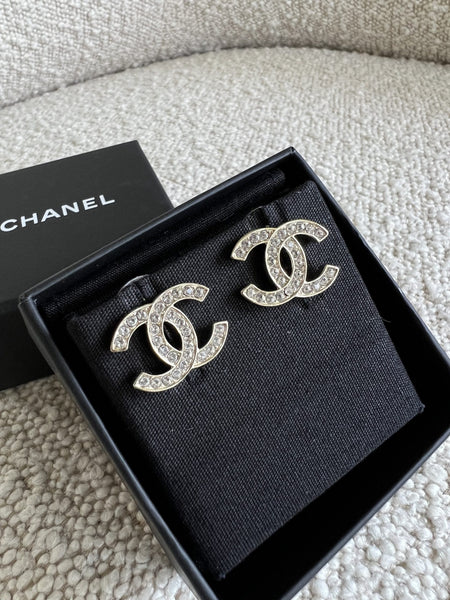 Chanel CC Crystal Stud Earrings – REDELUXE - Main Image