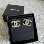 CHANEL Earrings Chanel CC Crystal Stud Earrings - Redeluxe