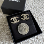 CHANEL Earrings Chanel CC Crystal Stud Earrings - Redeluxe
