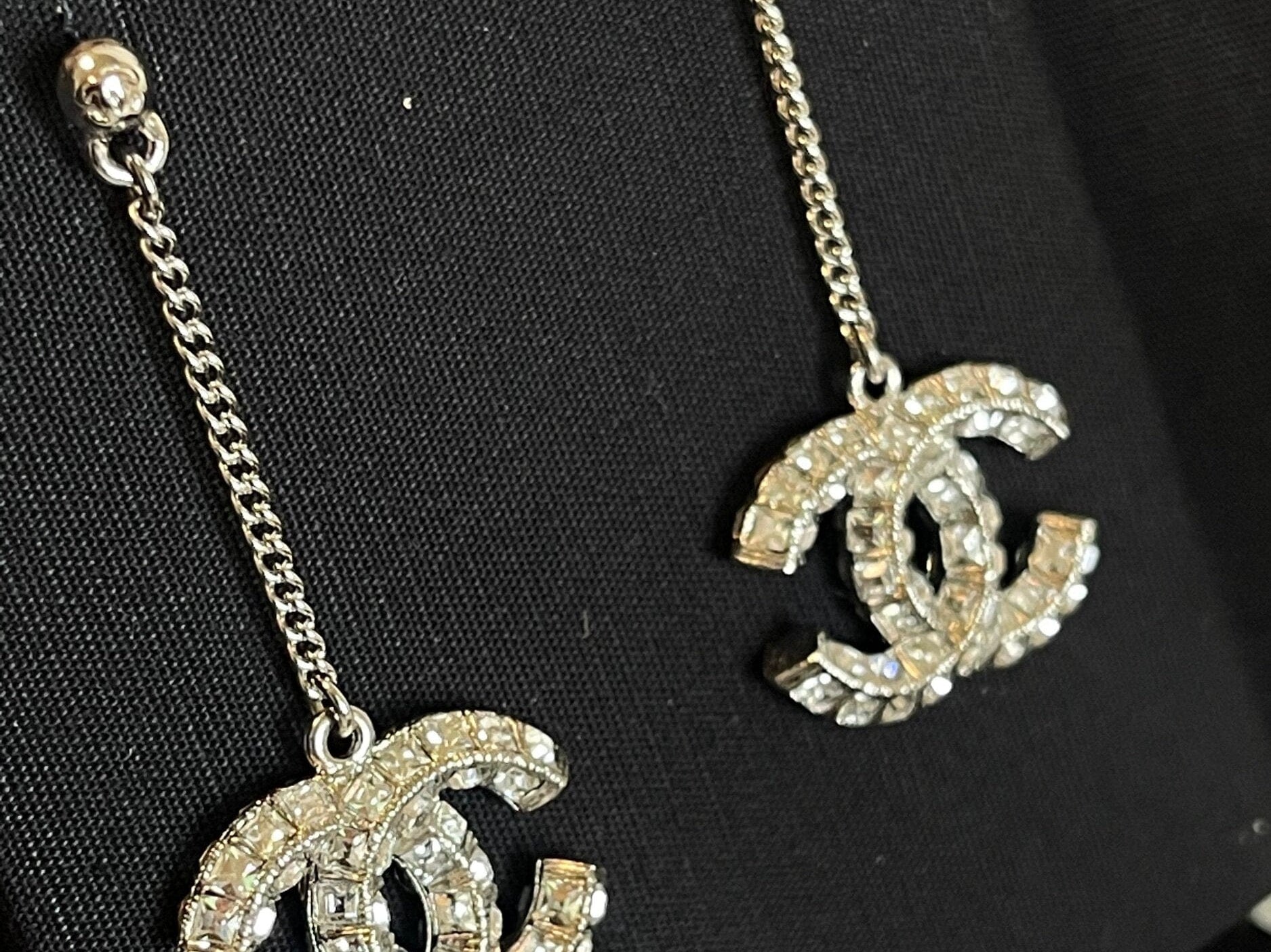 CHANEL Earrings Chanel CC Earring Silver & Crystal - Redeluxe