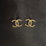 CHANEL Earrings Chanel CC Stud Earrings Gold - Redeluxe