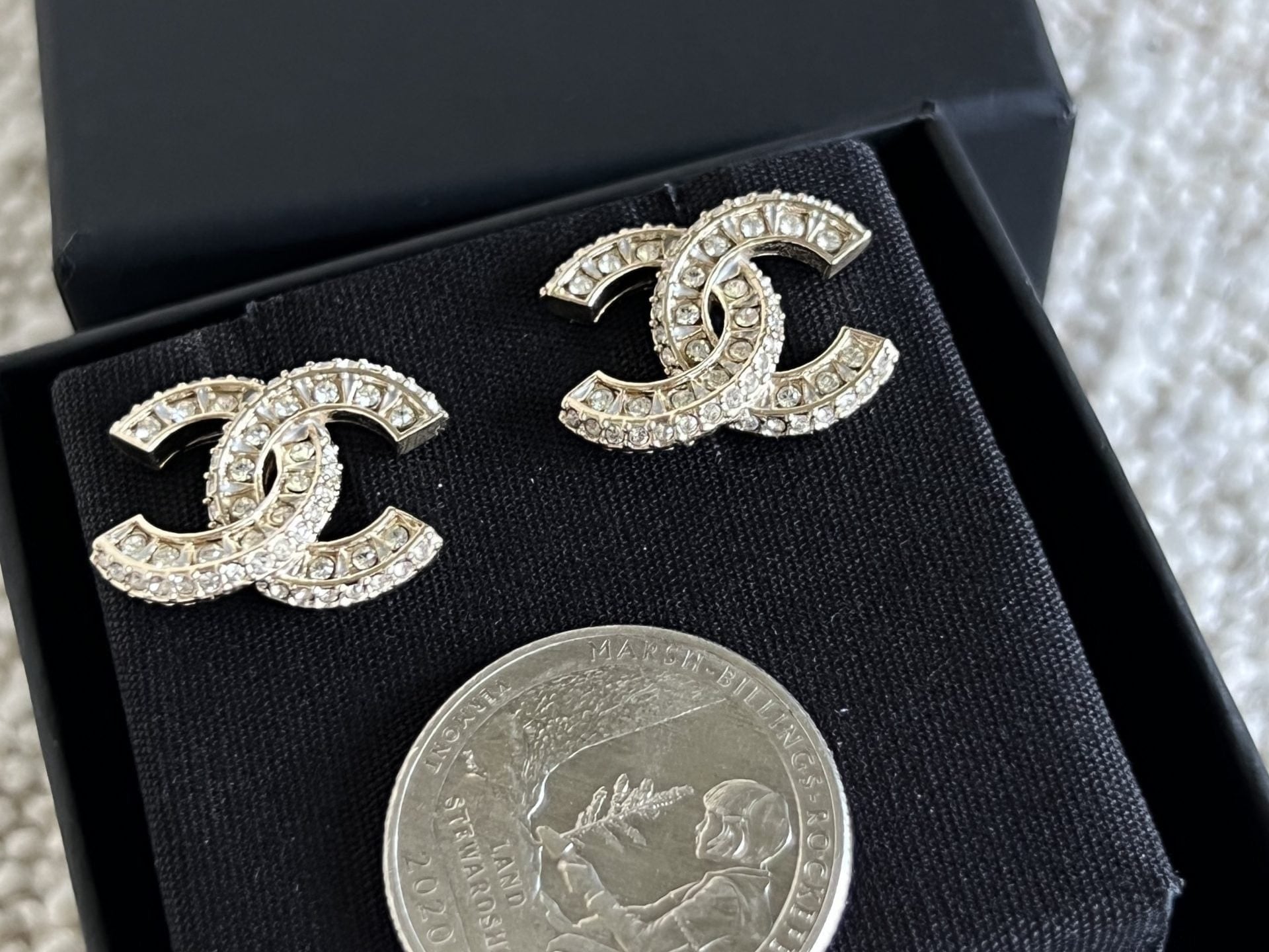 CHANEL Earrings Chanel Classic CC Timeless Earrings Light Gold - Redeluxe