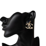 CHANEL Earrings Gold 22B CC Dangle Earrings Golden, Pearly White, Crystal and Black/Navy - Redeluxe