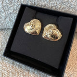CHANEL Earrings Gold 22B Gold Heart CC Turnlock Earring Large - Redeluxe