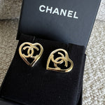 CHANEL Earrings Gold 22P Chanel CC Heart Small Earrings Light Gold - Redeluxe