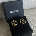 CHANEL Earrings Gold 22P Chanel CC Heart Small Earrings Light Gold - Redeluxe