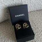 CHANEL Earrings Gold 22P Chanel CC Heart Small Earrings Light Gold - Redeluxe