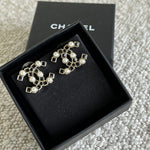 CHANEL Earrings Gold 22P Gold Black Crystal Pearl Earrings - Redeluxe