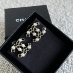 CHANEL Earrings Gold 22P Gold Black Crystal Pearl Earrings - Redeluxe