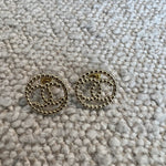 CHANEL Earrings Gold CC Round Earrings - Redeluxe