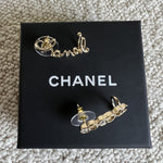 CHANEL Earrings Gold Chanel and Crystal Earrings Light Gold - Redeluxe