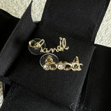 CHANEL Earrings Gold Chanel and Crystal Earrings Light Gold - Redeluxe