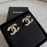 CHANEL Earrings Gold Chanel CC Multicolor/Pearly Earrings - Redeluxe