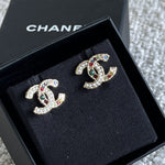 CHANEL Earrings Gold Chanel CC Multicolor/Pearly Earrings - Redeluxe