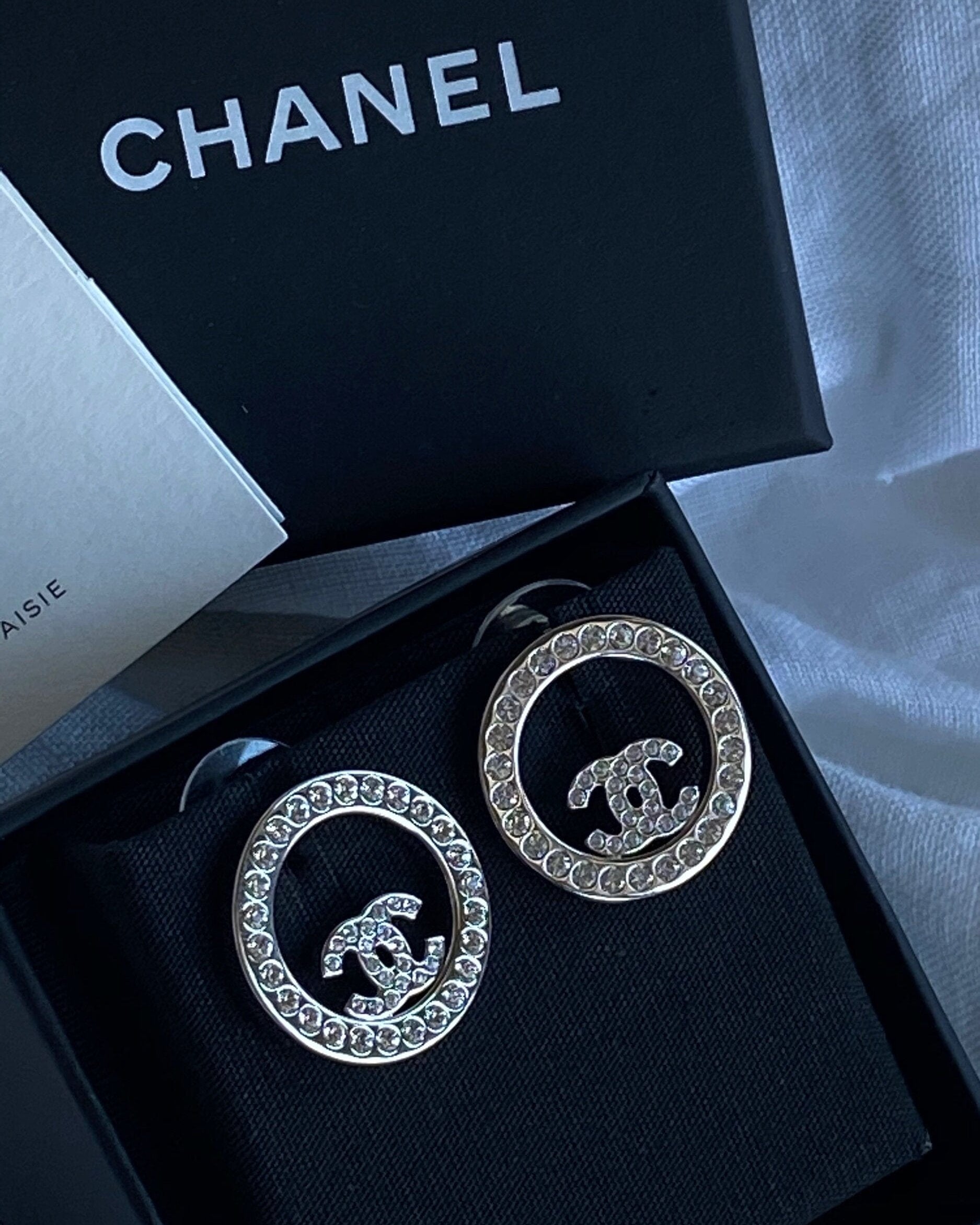 CHANEL Earrings Gold Chanel Crystal & Silver Earrings - Redeluxe