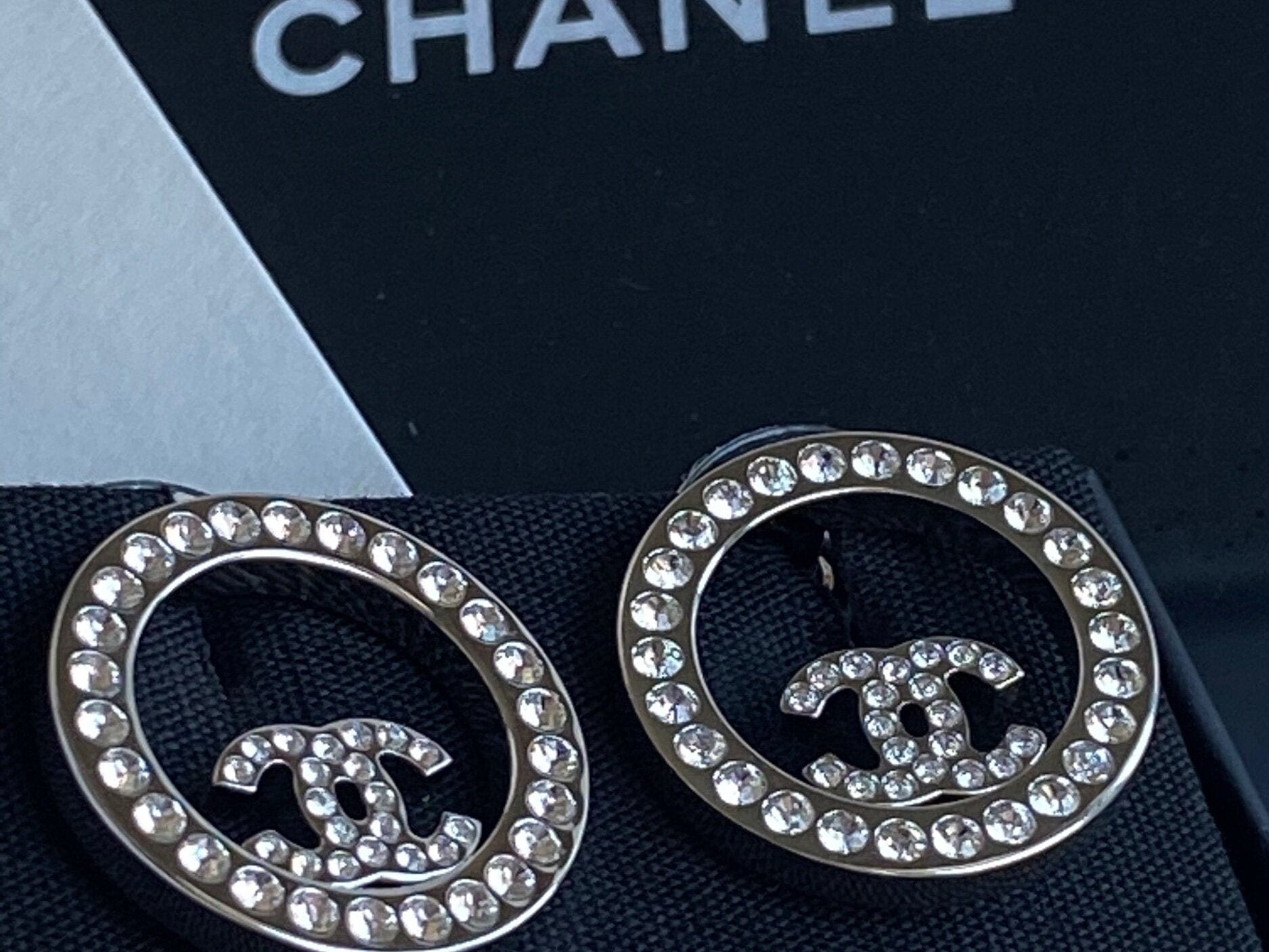 CHANEL Earrings Gold Chanel Crystal & Silver Earrings - Redeluxe