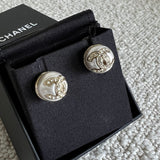 CHANEL Earrings Gold Chanel Round CC Earrings - Redeluxe