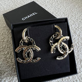 CHANEL Earrings Gold Chanel Woven Chain CC Drop Earring - Redeluxe