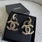 CHANEL Earrings Gold Chanel Woven Chain CC Drop Earring - Redeluxe