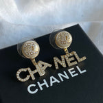 CHANEL Earrings Pearl CHA NEL Light Gold Crystal Earring - Redeluxe
