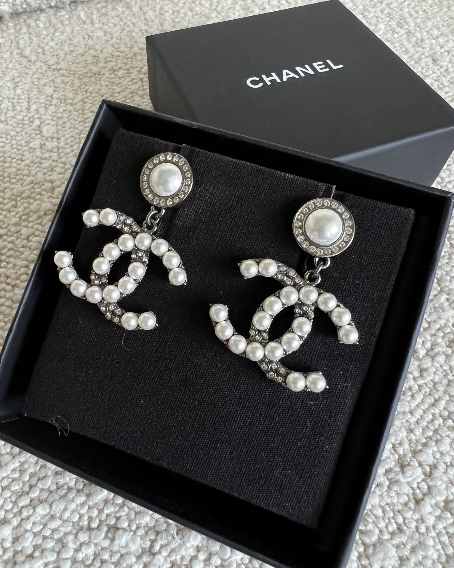 Buy CHANEL Dangle Earrings Ruthenium Luxury Sale at REDELUXE