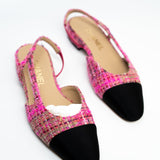 CHANEL Flats Chanel Tweed Slingbacks Size 36/5.5 Pink / Black - Redeluxe