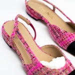 CHANEL Flats Chanel Tweed Slingbacks Size 36/5.5 Pink / Black - Redeluxe
