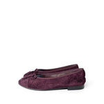 CHANEL Flats Purple 19K CC Suede Ballerina Flats Burgundy 35.5 / 5 - Redeluxe