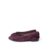 CHANEL Flats Purple 19K CC Suede Ballerina Flats Burgundy 35.5 / 5 - Redeluxe