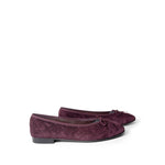 CHANEL Flats Purple 19K CC Suede Ballerina Flats Burgundy 35.5 / 5 - Redeluxe