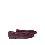 CHANEL Flats Purple 19K CC Suede Ballerina Flats Burgundy 35.5 / 5 - Redeluxe