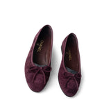 CHANEL Flats Purple 19K CC Suede Ballerina Flats Burgundy 35.5 / 5 - Redeluxe