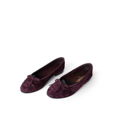 CHANEL Flats Purple 19K CC Suede Ballerina Flats Burgundy 35.5 / 5 - Redeluxe