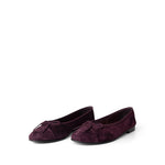 CHANEL Flats Purple 19K CC Suede Ballerina Flats Burgundy 35.5 / 5 - Redeluxe