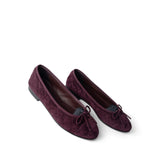 CHANEL Flats Purple 19K CC Suede Ballerina Flats Burgundy 35.5 / 5 - Redeluxe