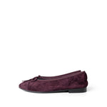 CHANEL Flats Purple 19K CC Suede Ballerina Flats Burgundy 35.5 / 5 - Redeluxe